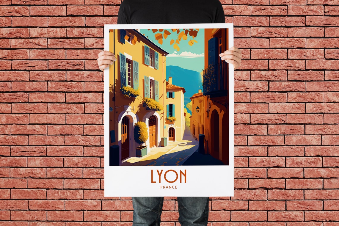 Lyon Travel Print Wall Art Lyon France Poster Wall Hanging Home Decoration Lyon France Gift Art Lovers Print Lyon France Scenic Wall Art - Image 2