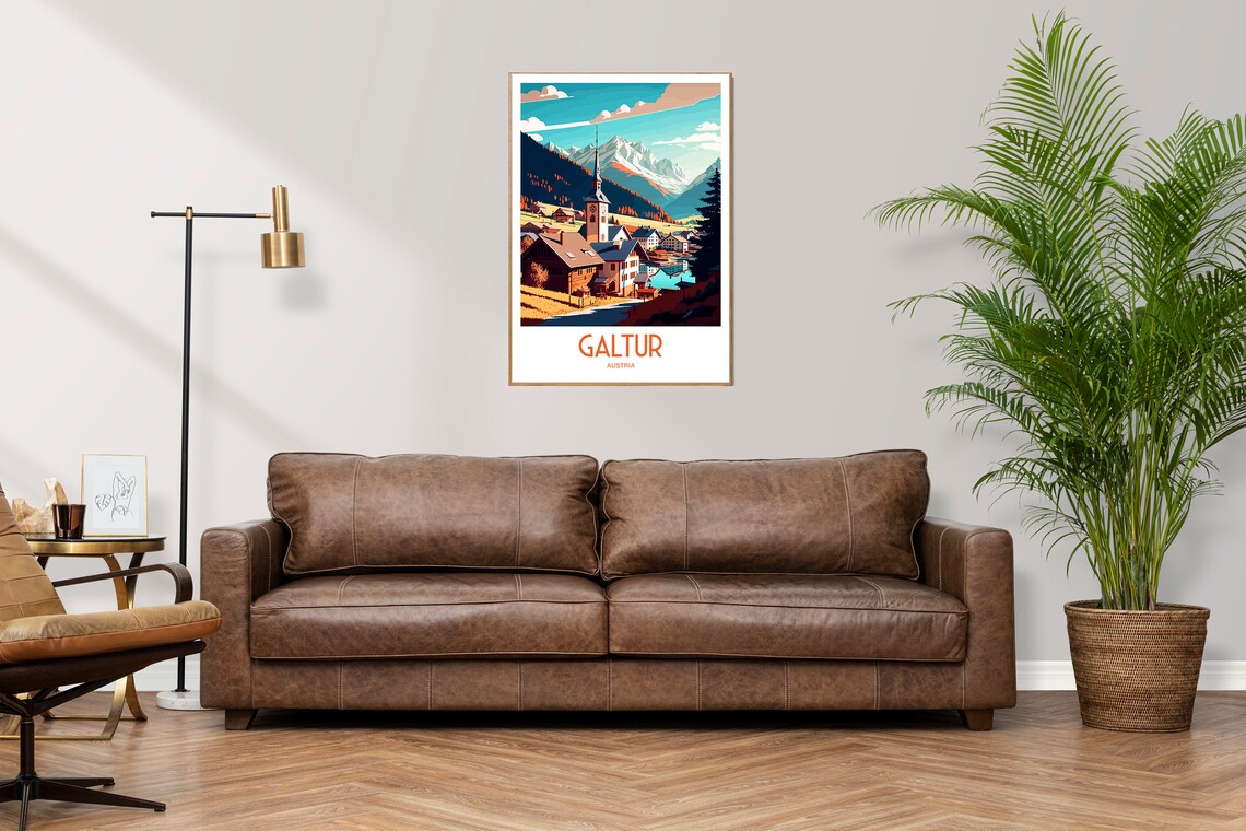 Galtur Austria Alpine Village Church Mountain Vintage Travel Poster - Image 2