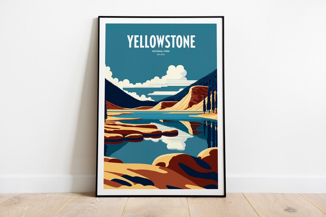 Yellowstone National Park Travel Print National Park Travel Art Yellowstone Travel Print Usa National Park Yellowstone Travel Poster
