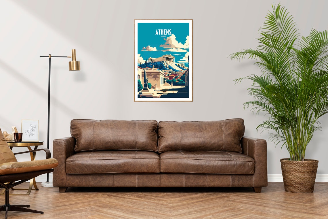 Athens Greece Travel Print Athens Greek Travel Poster Greece Travel Print Acropolis Retro Print Greek Island Travel Poster - Image 2