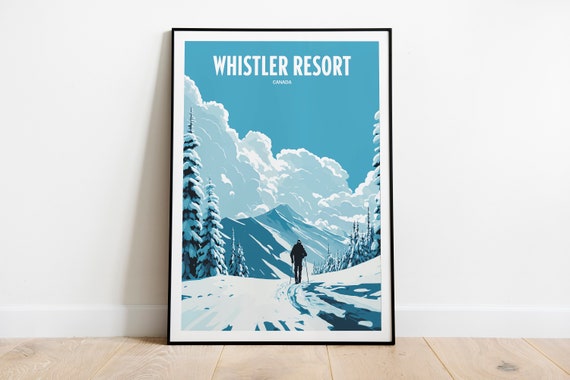Whistler Resort Travel Print Skiing Resort Travel Art Skiing Travel Print Skiing Mountain Peak Skiing Travel Poster