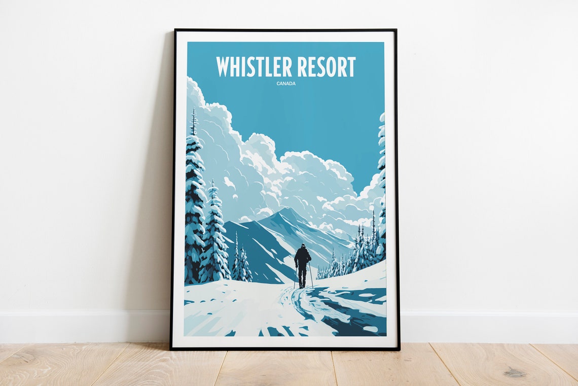 Whistler Resort Travel Print Skiing Resort Travel Art Skiing Travel Print Skiing Mountain Peak Skiing Travel Poster