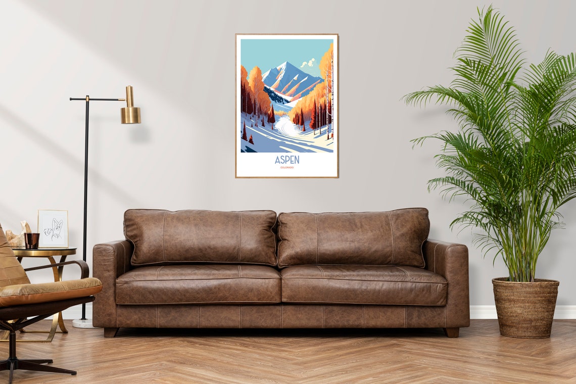 Aspen Ski Travel Print Aspen Resort Travel Art Skiing Travel Print Skiing Slope Aspen Skiing Travel Poster - Image 3