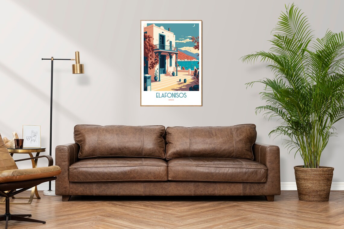 Elafonisos Greece Harbour Travel Poster Aegean Seaside Vintage Art - Image 3