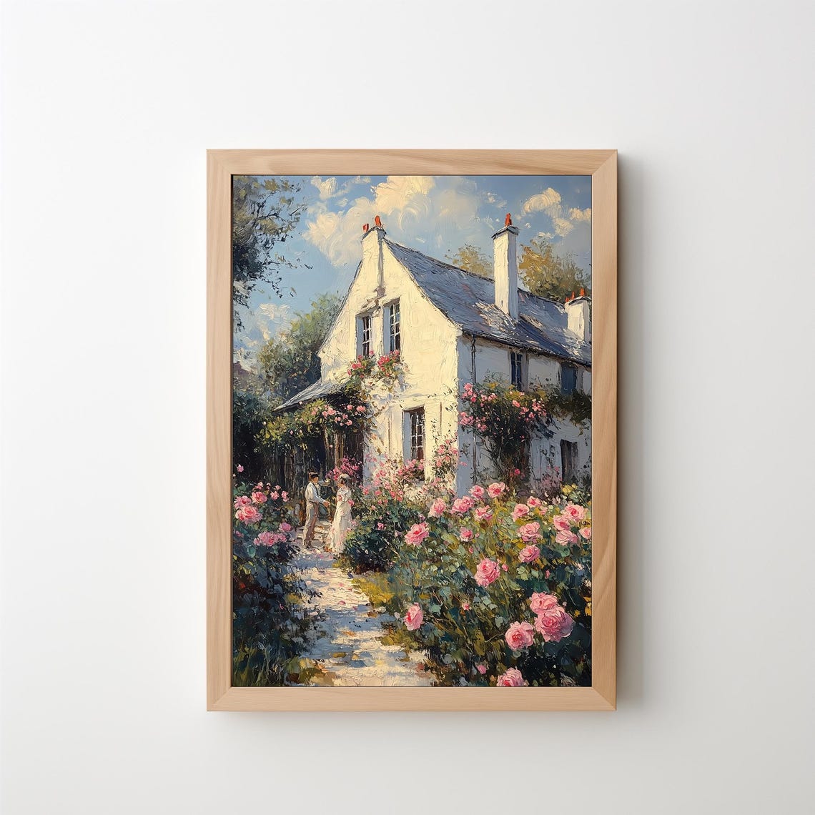 English Cottage Rose Garden Path Blooming Roses Vintage Art Poster - Image 5