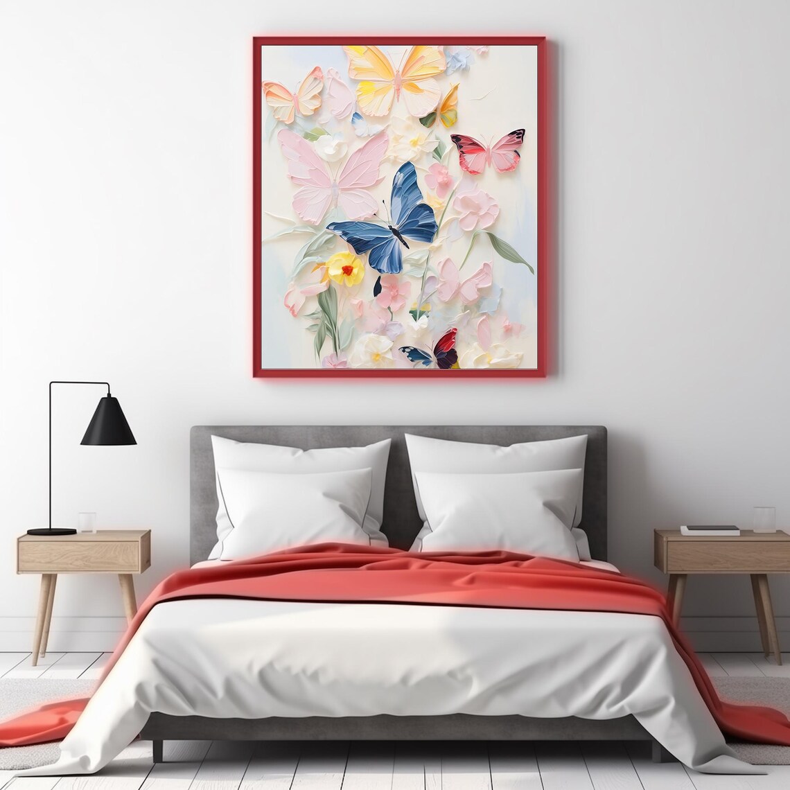 Pastel Butterflies Among Flowers Soft Watercolor Kids Room Art Poster - Image 3