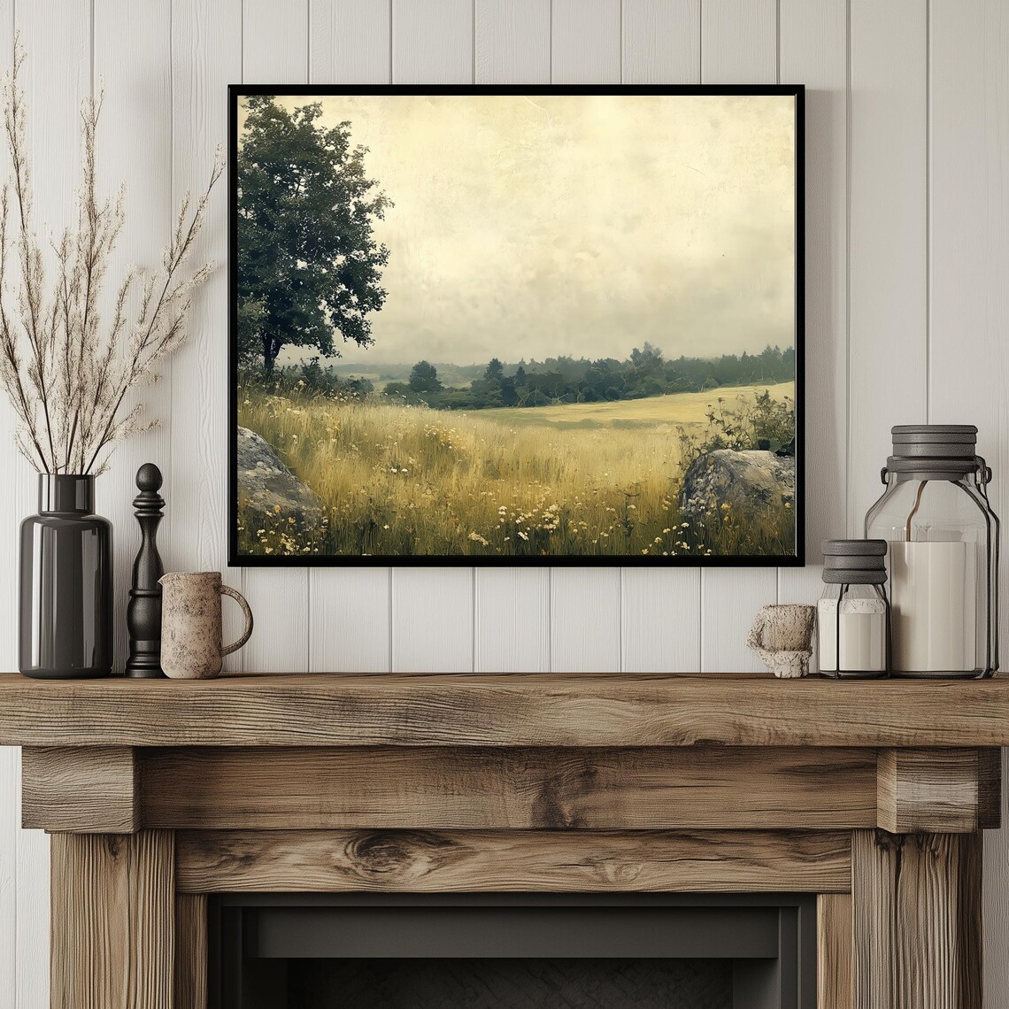 Vintage Landscape Painting Countryside Landscape Rustic Country Print Moody Art Living Room Painting Wall Art 488 - Image 4