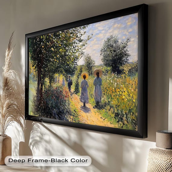 Sunlit Garden Walk, Impressionist Scene With Women