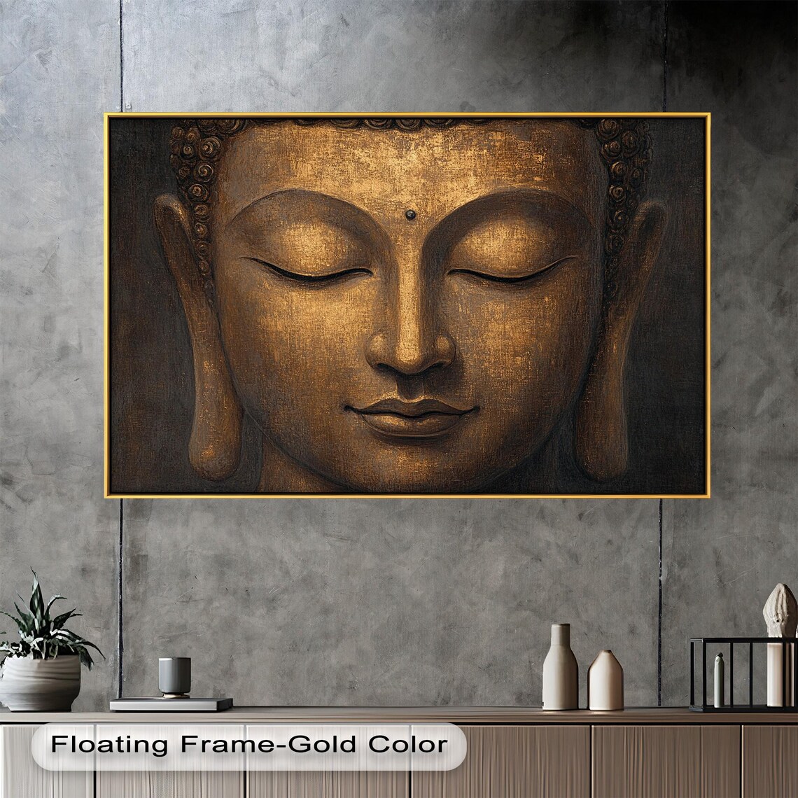 Golden Buddha Zen Face Decor, Meditation Artwork - Image 4