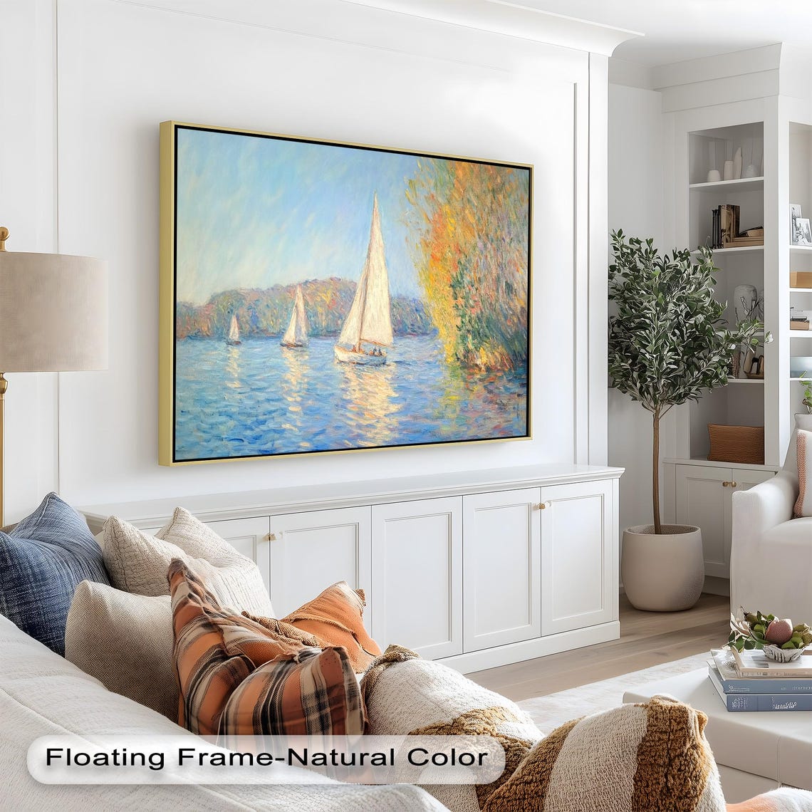 Sailboats On Serene Water, Impressionist Seascape - Image 3