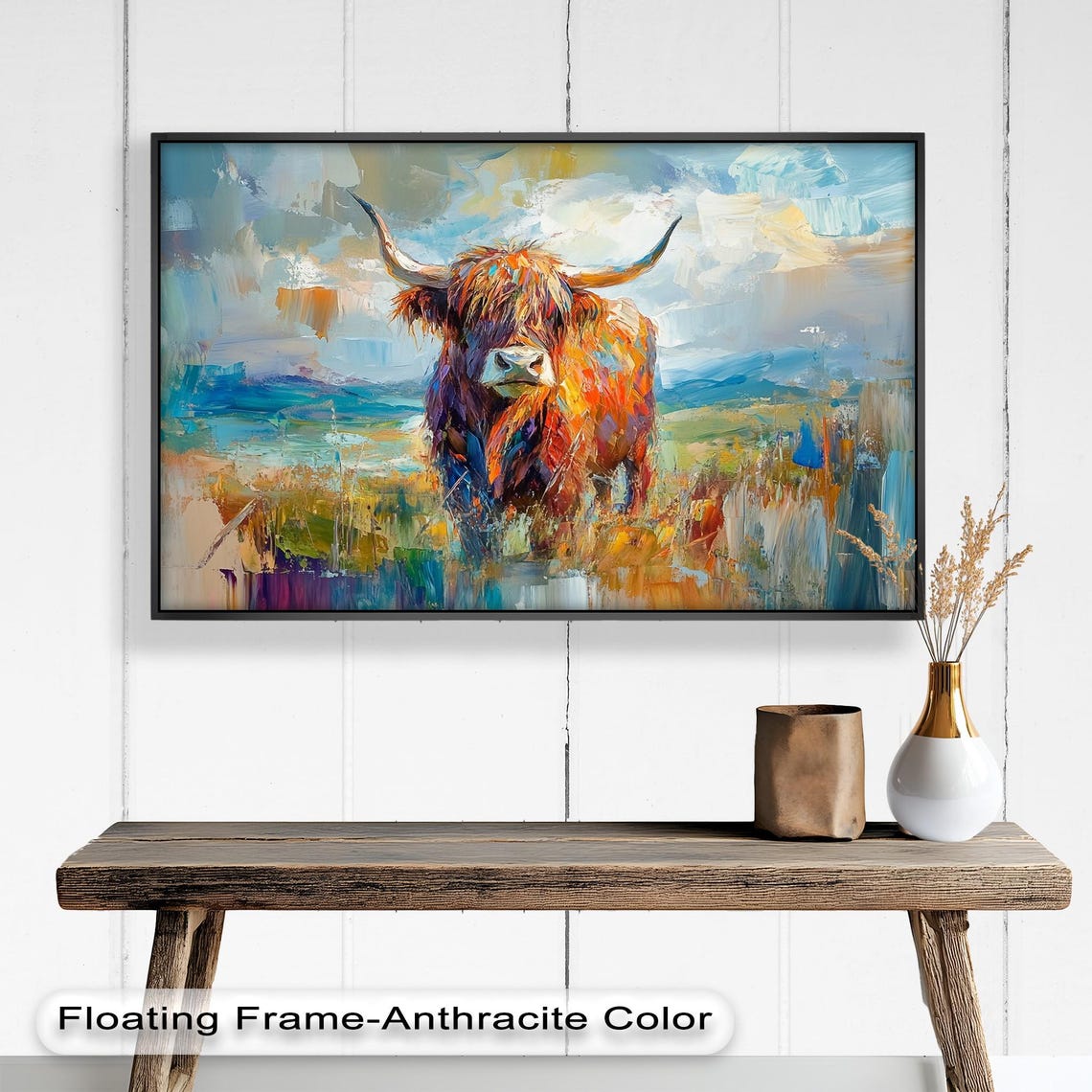 Highland Cow Art Print, Rustic Living Room Decor - Image 3