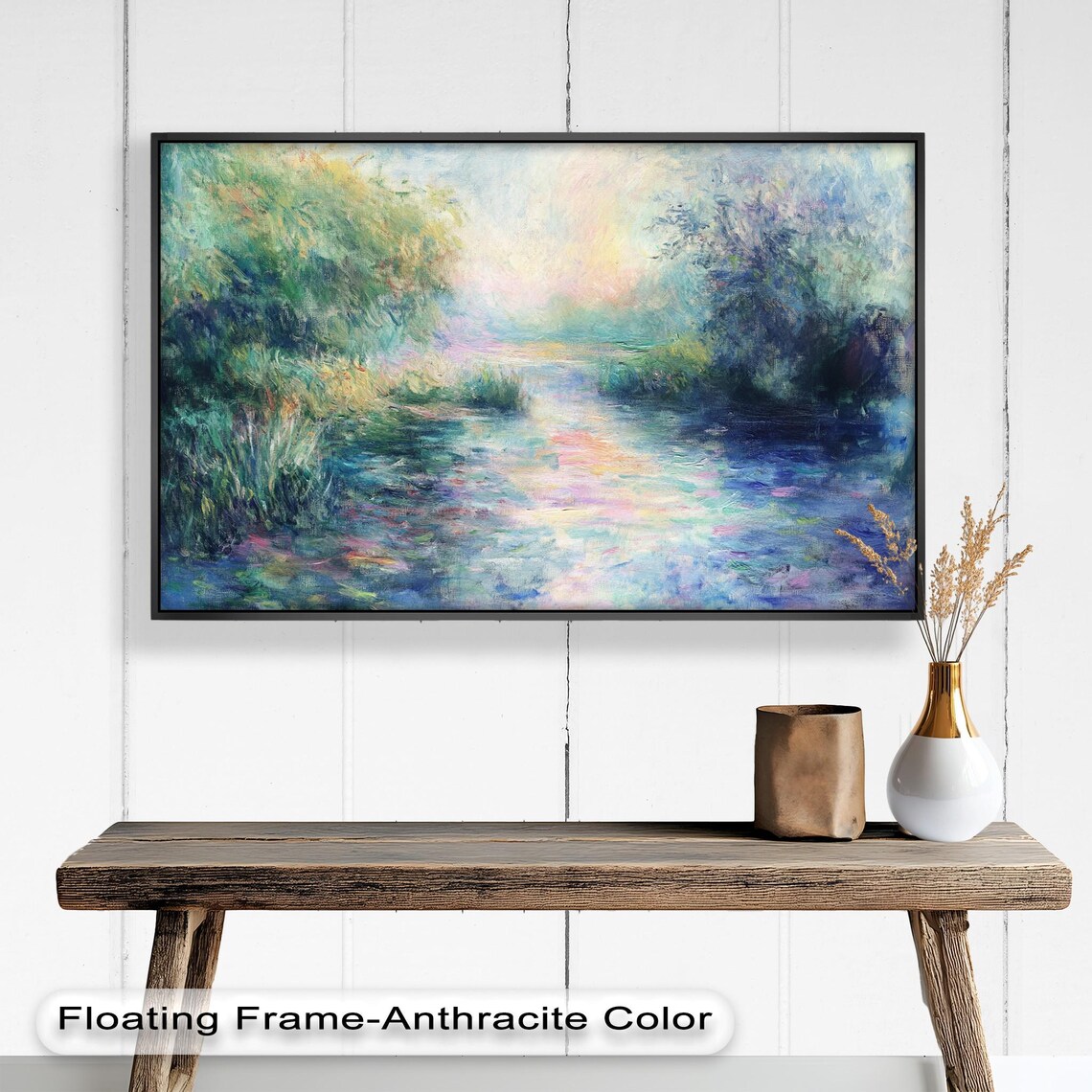 Impressionist River Scene, Serene Nature Decor