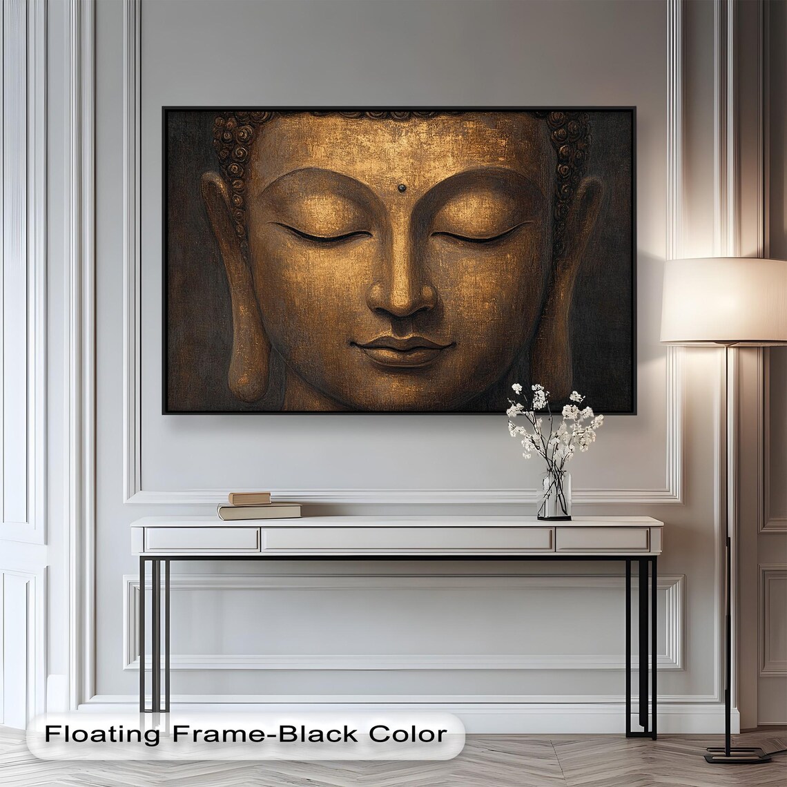 Golden Buddha Zen Face Decor, Meditation Artwork - Image 3