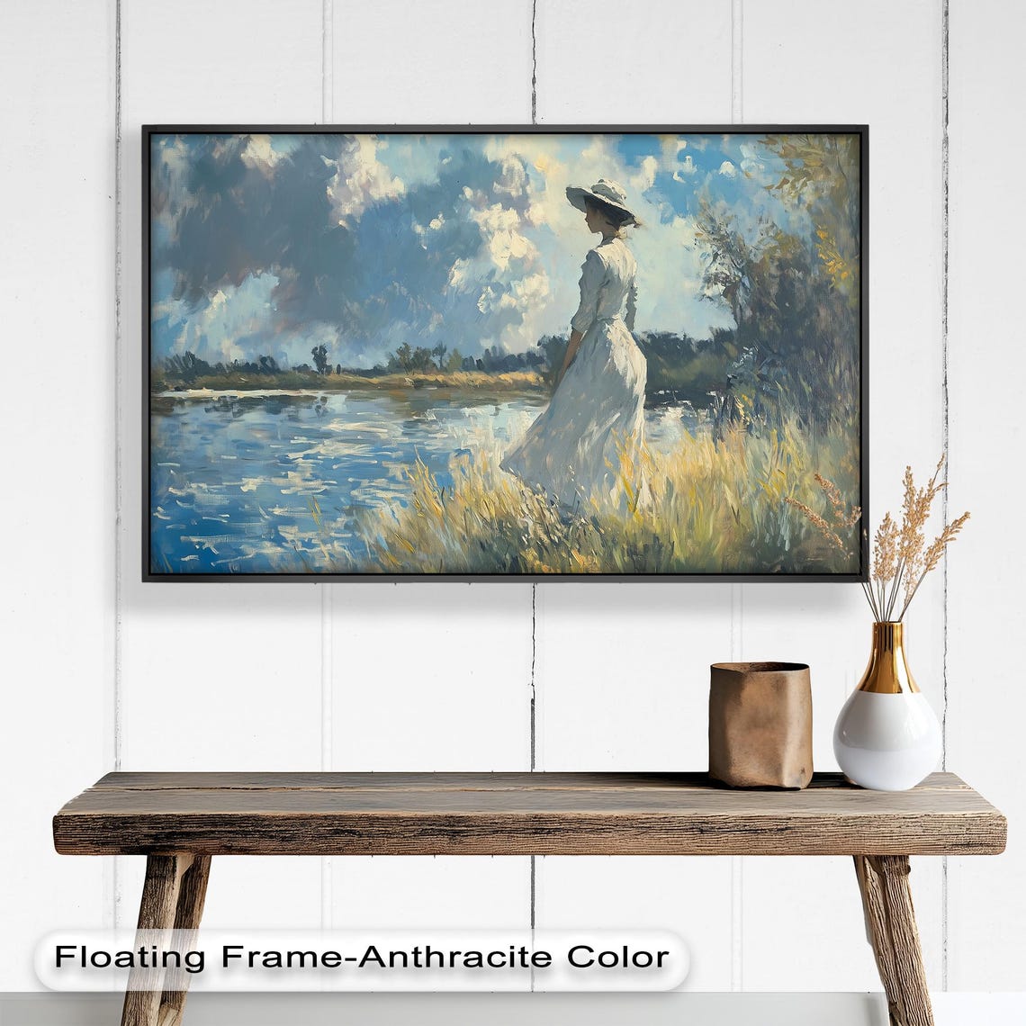 Woman By The Lake, Soft Romantic Impressionist Landscape - Image 3