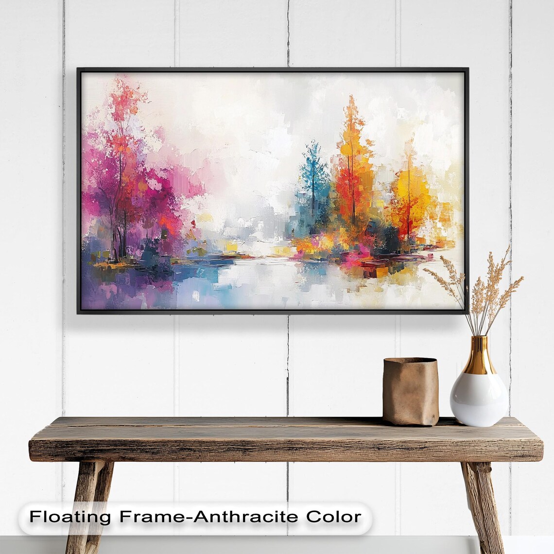 Colorful Autumn Tree Landscape, Scenic Nature Print