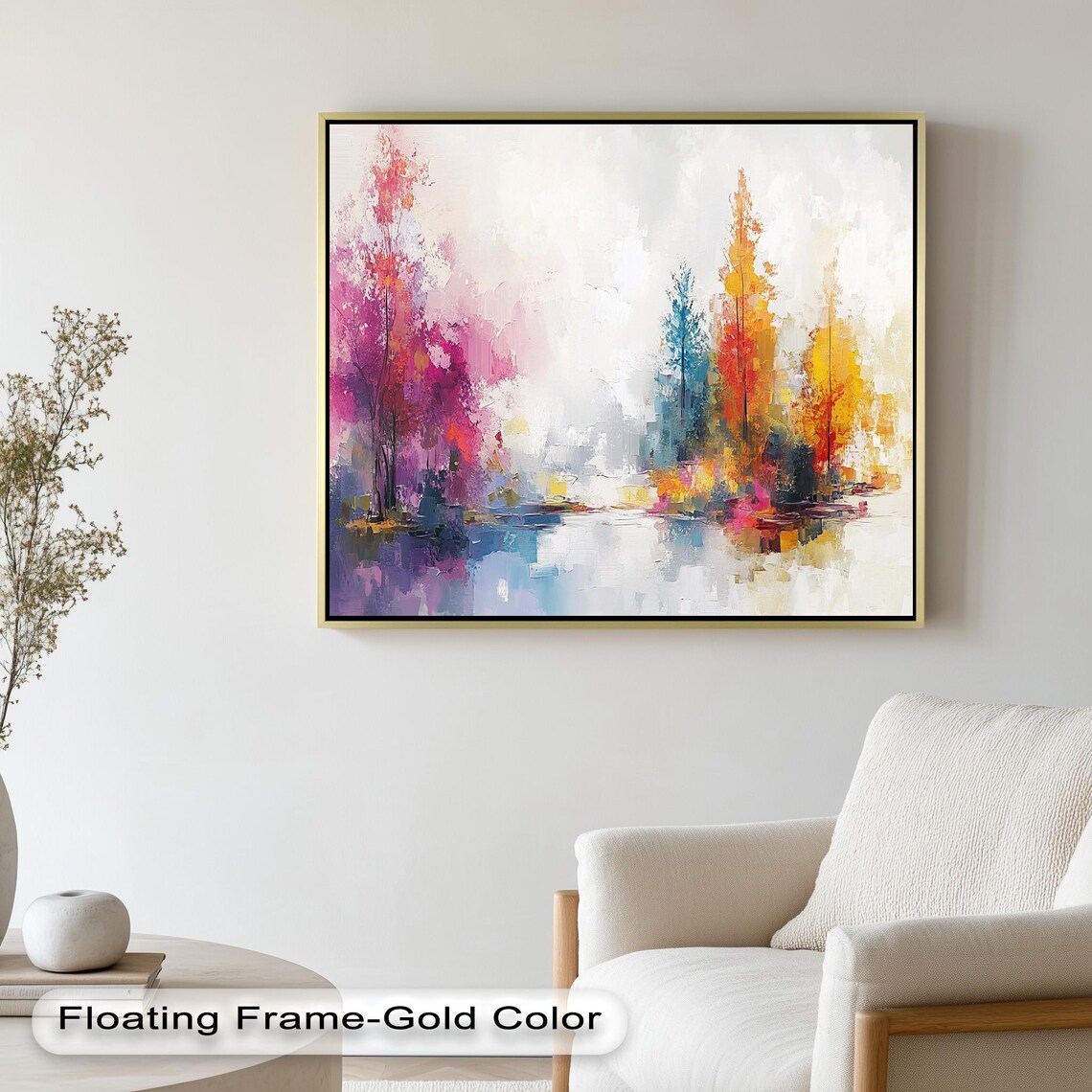 Colorful Autumn Tree Landscape, Scenic Nature Print - Image 2