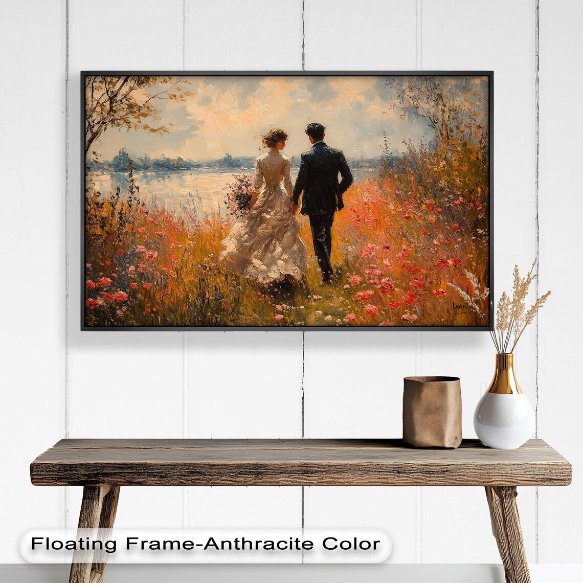Romantic Walk In Field - Rustic Landscape Art Print - Image 3