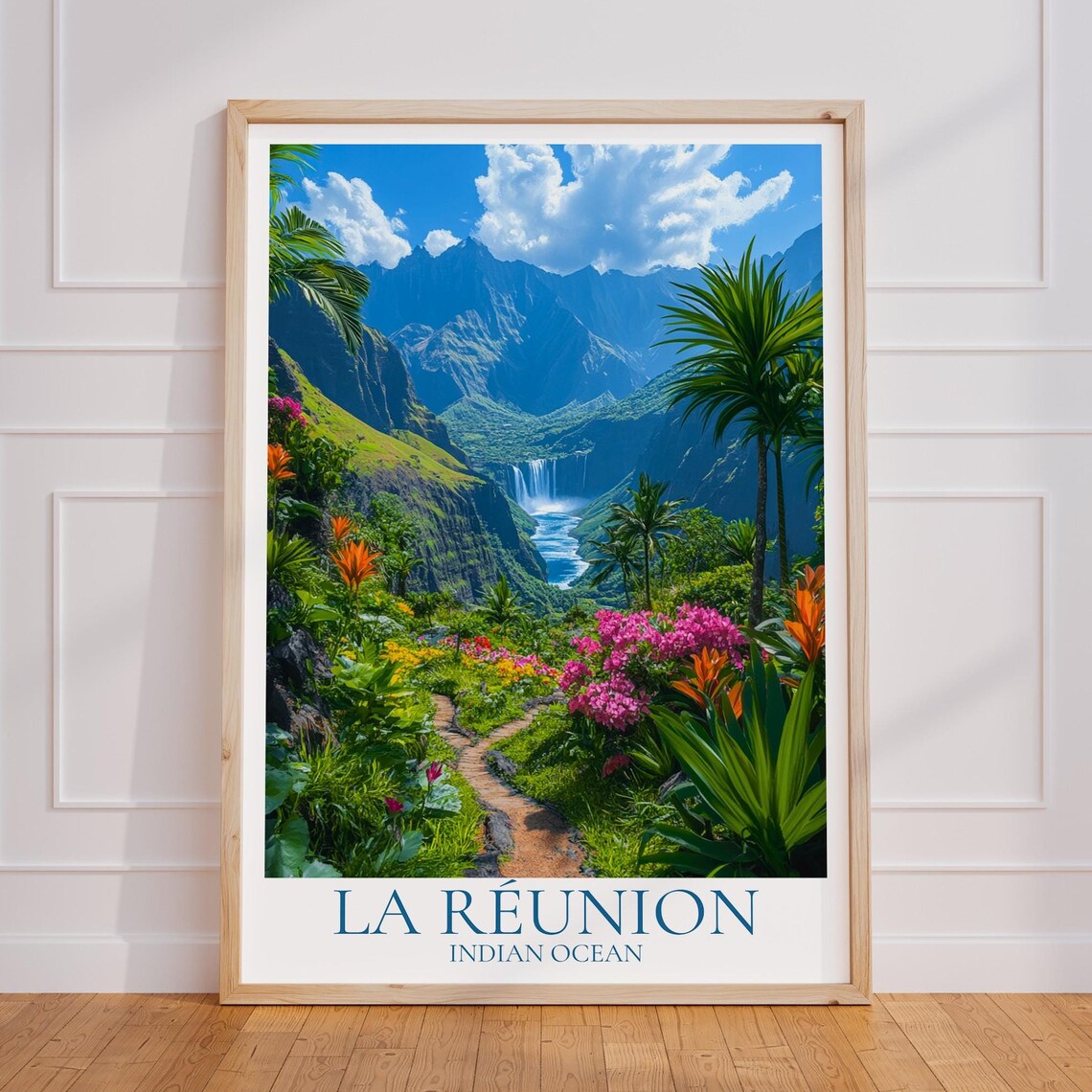 La Reunion Vintage Travel Poster, Ocean Wall Art Print