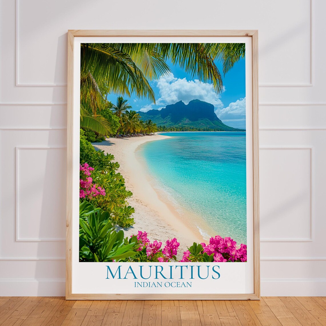 Mauritius Vintage Travel Poster, Ocean Wall Art