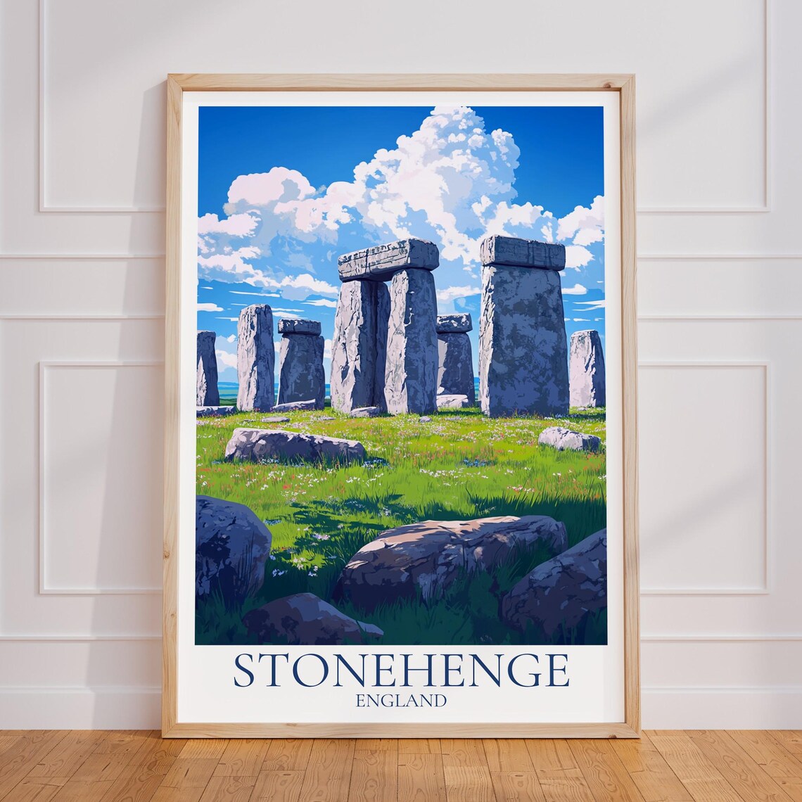 Stonehenge England Ancient Stones Meadow Daytime Travel Poster