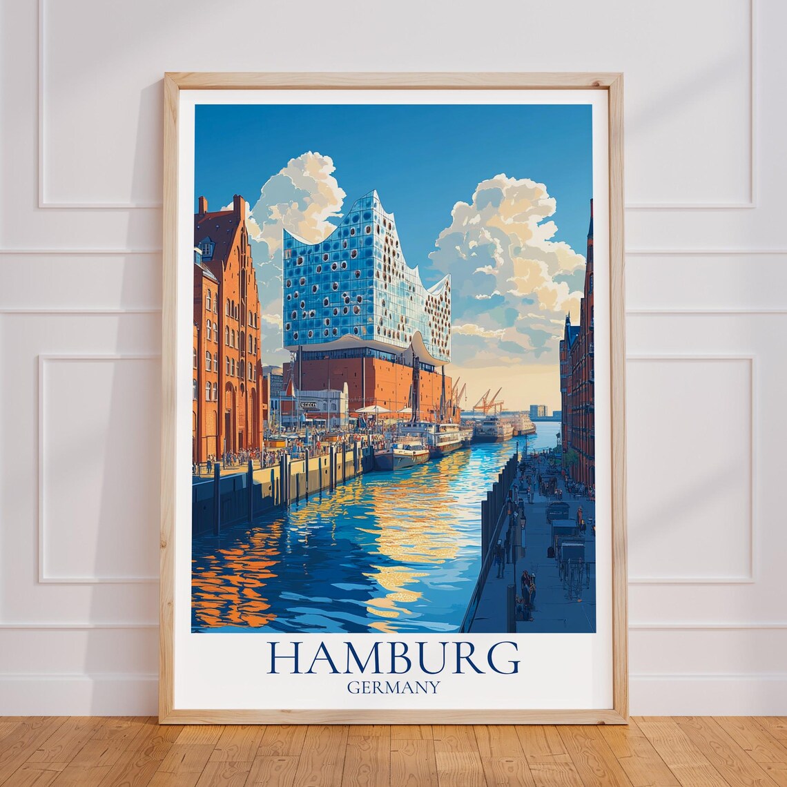 Hamburg Germany Elbphilharmonie Harbor Waterfront Travel Poster
