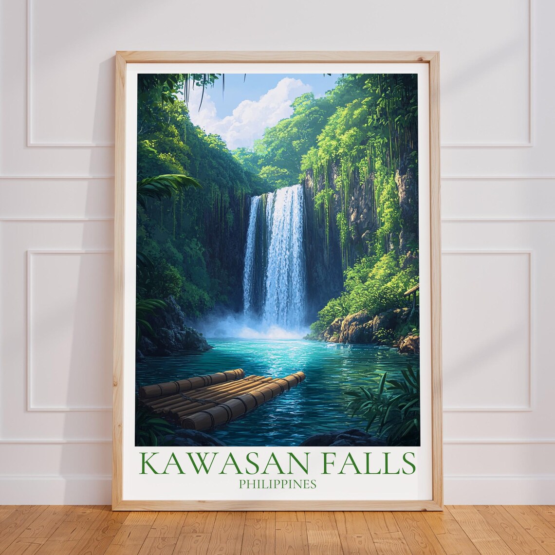 Kawasan Falls Emerald Jungle Waterfall Bamboo Raft Philippines Poster