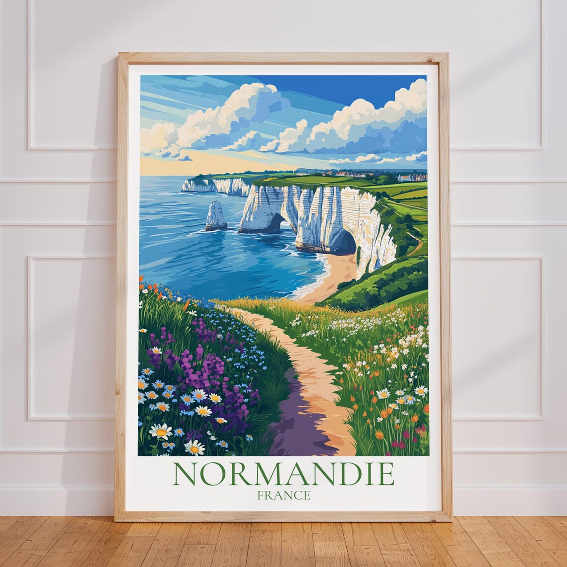 Normandie France White Chalk Cliffs Wildflower Coastal Path Poster