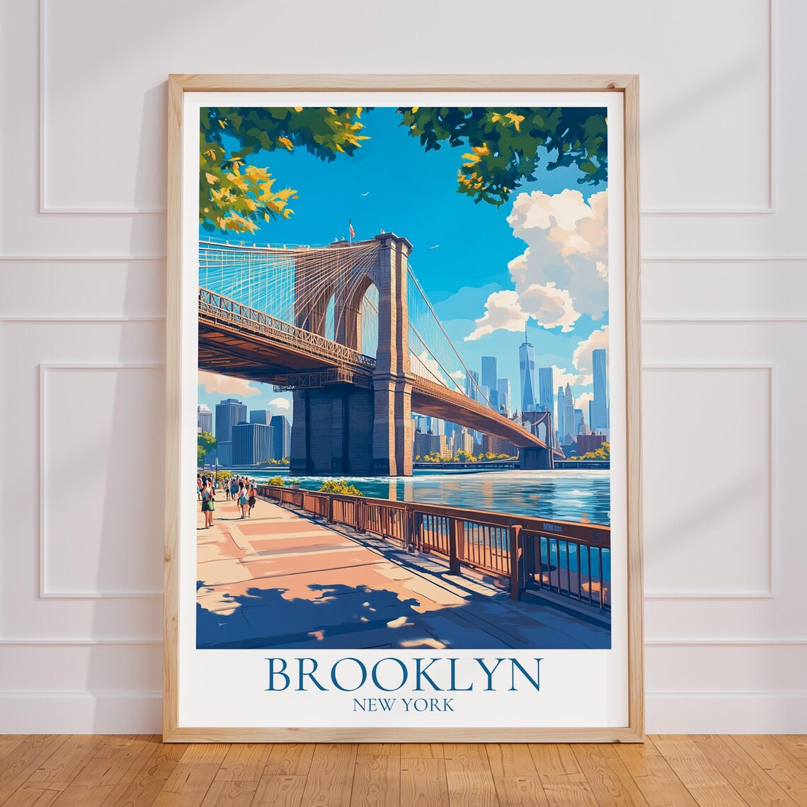 Brooklyn New York Bridge Waterfront Promenade Skyline Poster