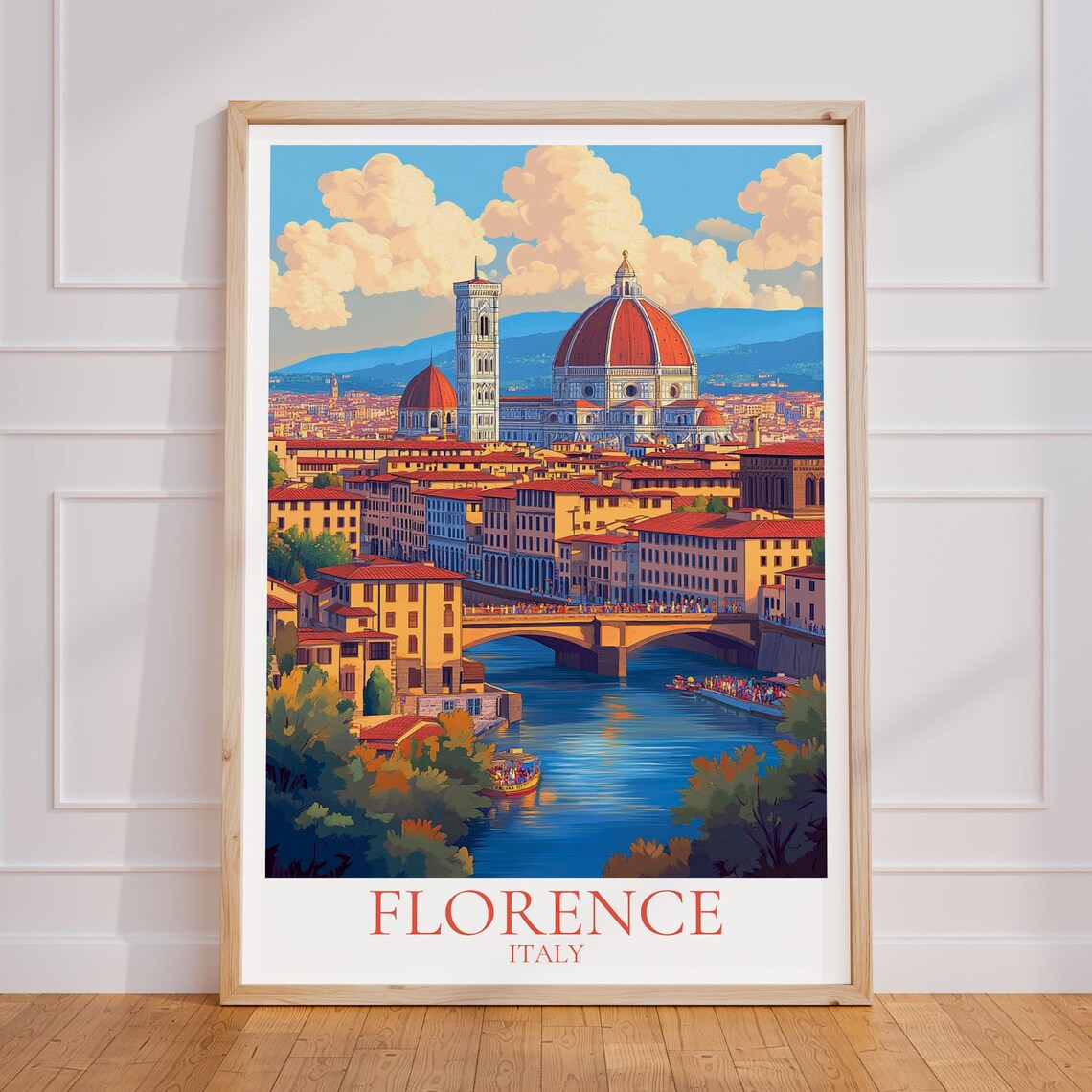 Florence Vintage Travel Poster, Italy Travel Poster