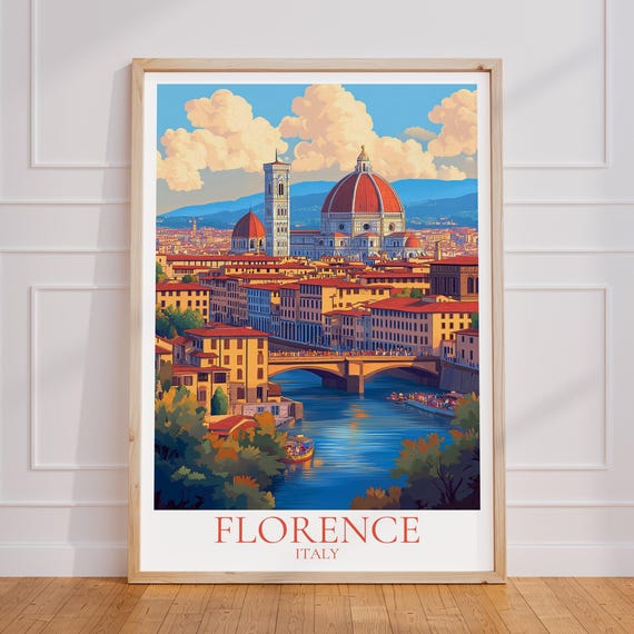 Florence Vintage Travel Poster, Italy Travel Poster