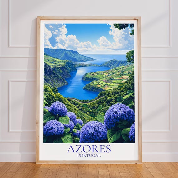Azores Vintage Travel Poster, Portugal Art Print