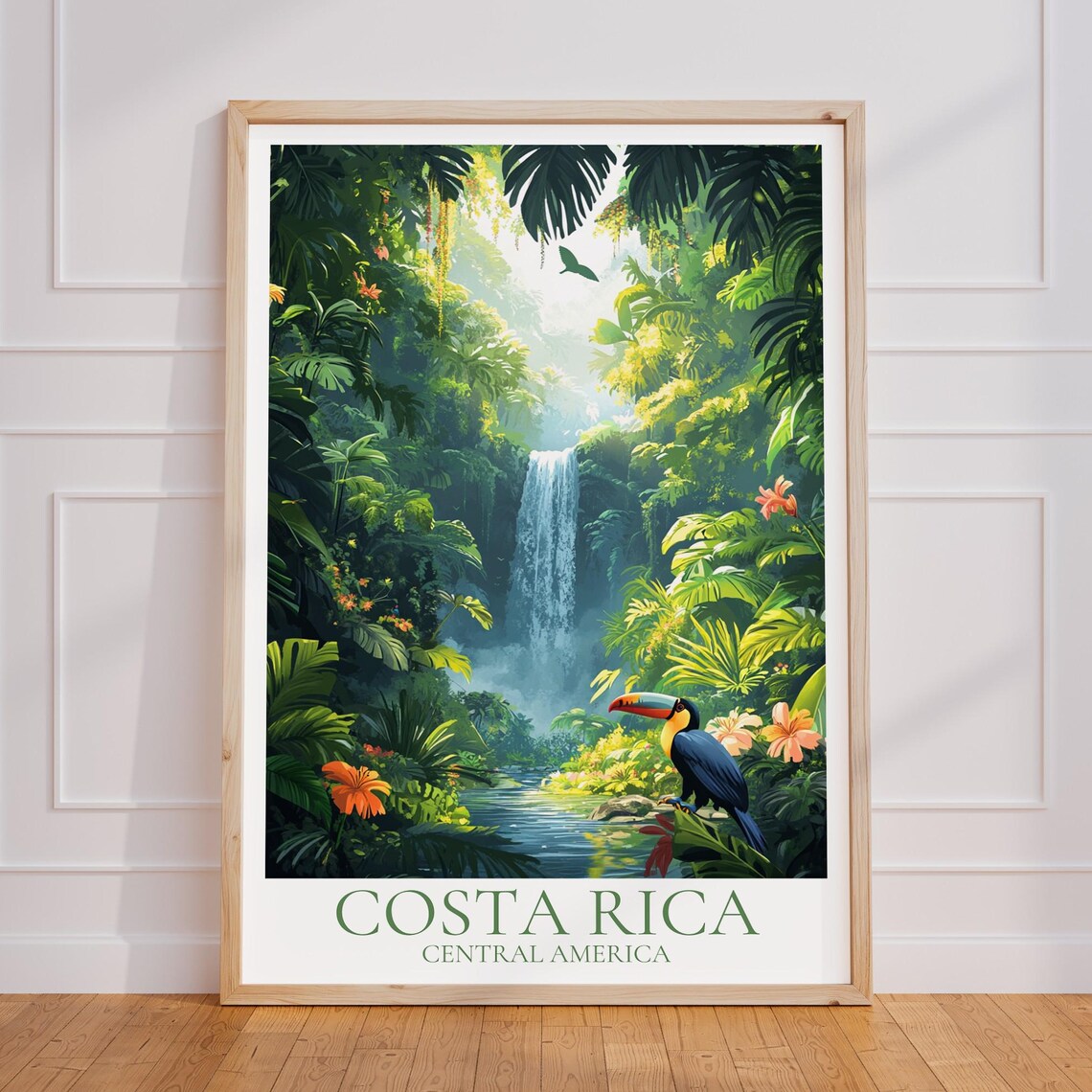 Costa Rica Vintage Travel Poster, Nature Art Print