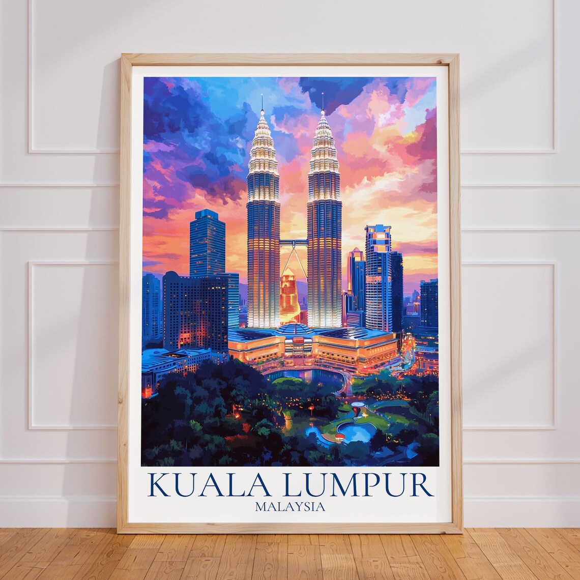 Kuala Lumpur Malaysia Petronas Twin Towers Sunset Skyline Poster