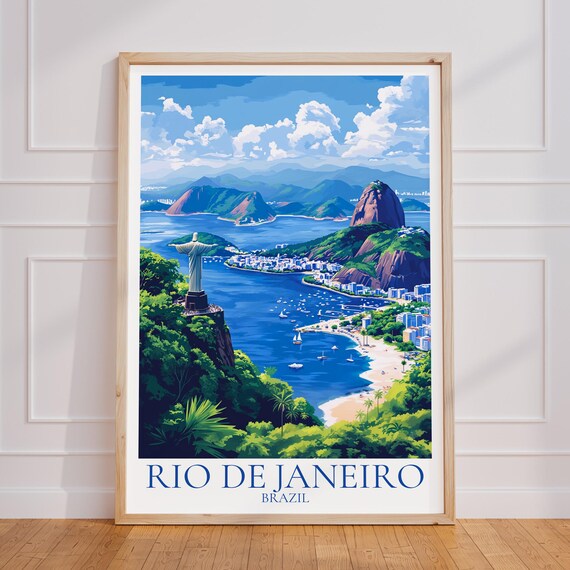 Rio de Janeiro Brazil Christ the Redeemer and Sugarloaf Bay Poster