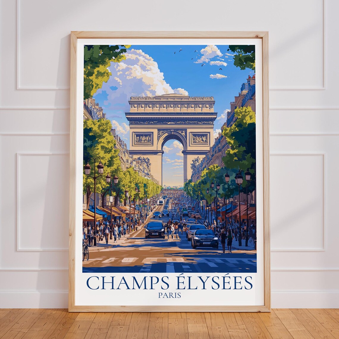 Champs Élysées Paris Arc de Triomphe Grand Avenue Travel Poster