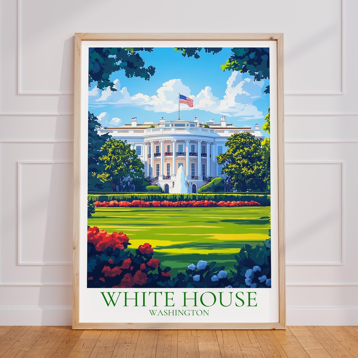 White House Washington DC Iconic American Landmark Travel Poster