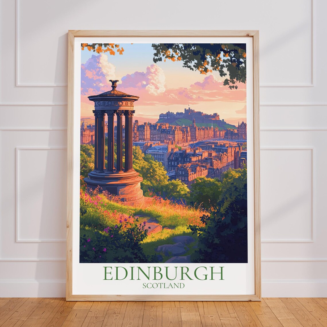 Edinburgh Calton Hill Vintage Travel Poster Print