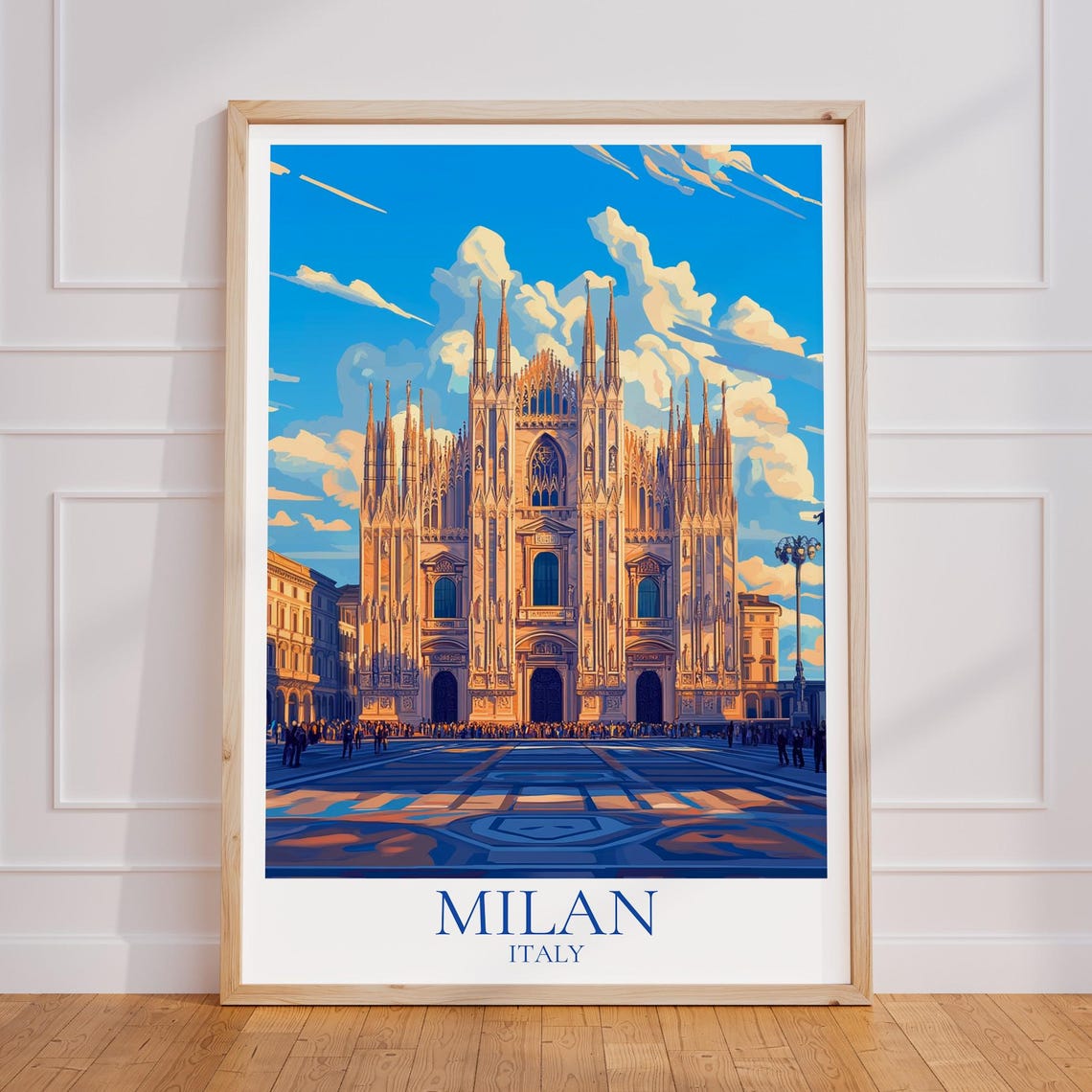 Milan Italy Duomo Cathedral Front View Vintage Travel Poster