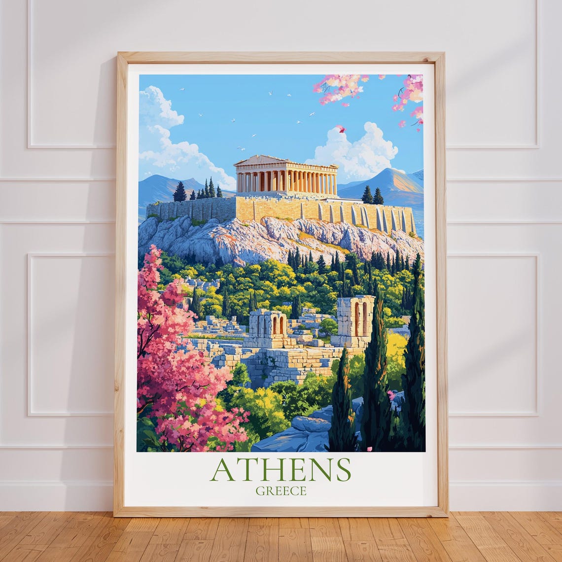 Athens Greece Vintage Travel Poster