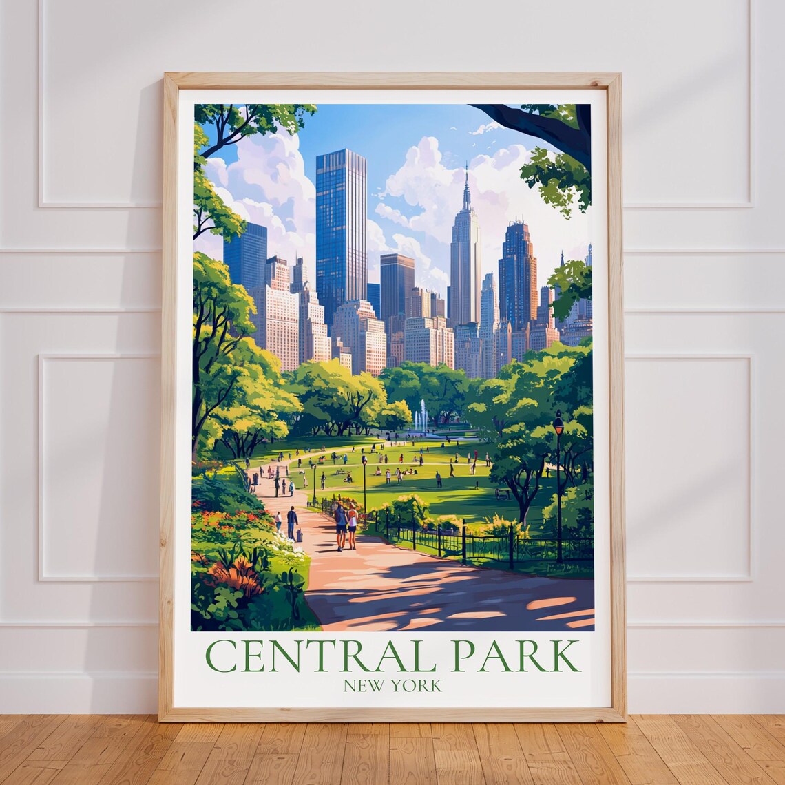 Central Park New York Manhattan Skyline Green Summer Lawn Poster