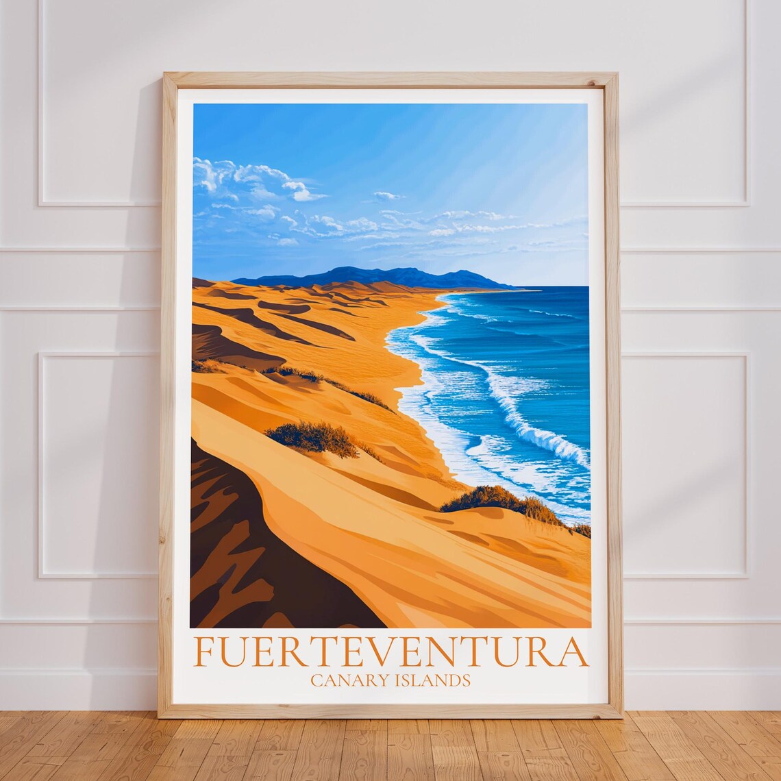 Fuerteventura Canary Islands Golden Dune Beach Vintage Travel Poster