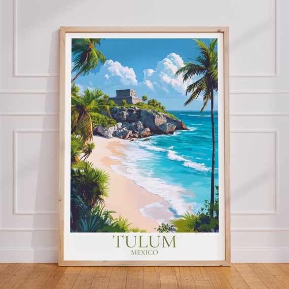 Tulum Travel Poster Mexico Wall Art Print Vintage Gift