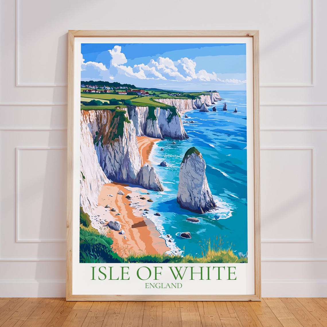 Isle of Wight Chalk Cliffs and Needles Coastline England Poster