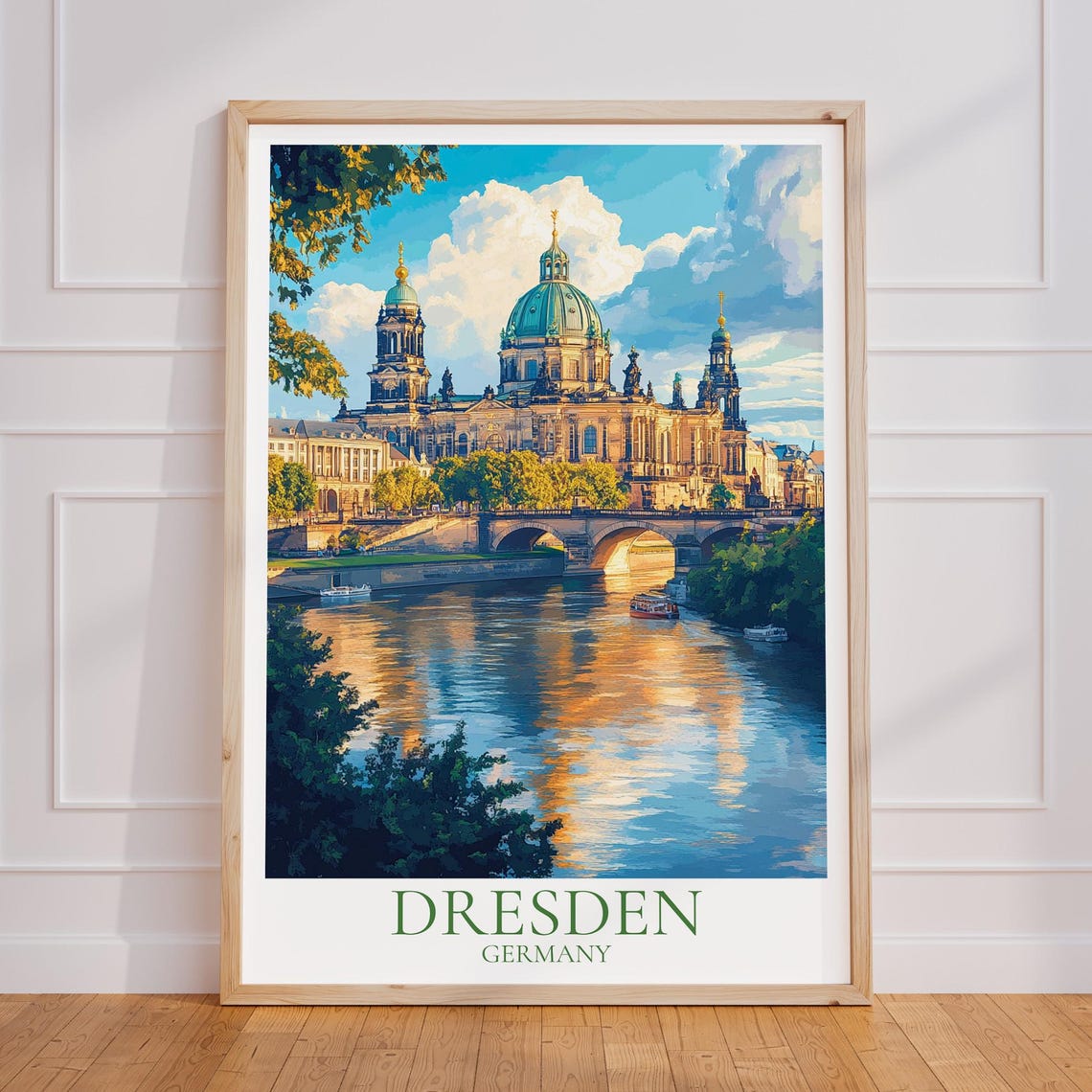 Dresden Germany Baroque Old Town Spires on the Elbe River Poster