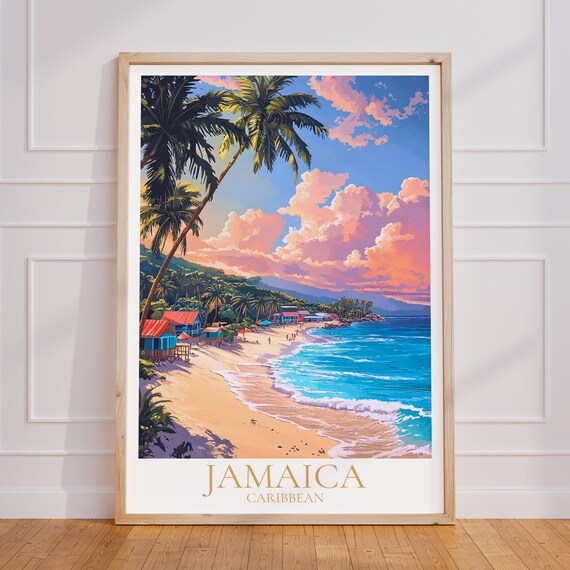 Jamaica Travel Poster Caribbean Wall Art Print Vacation Gift Tropical