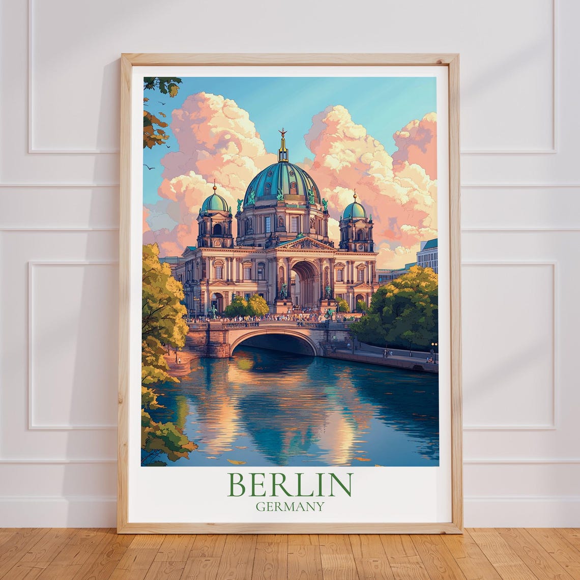 Berlin Museum Island Cathedral Over Spree River Evening Poster