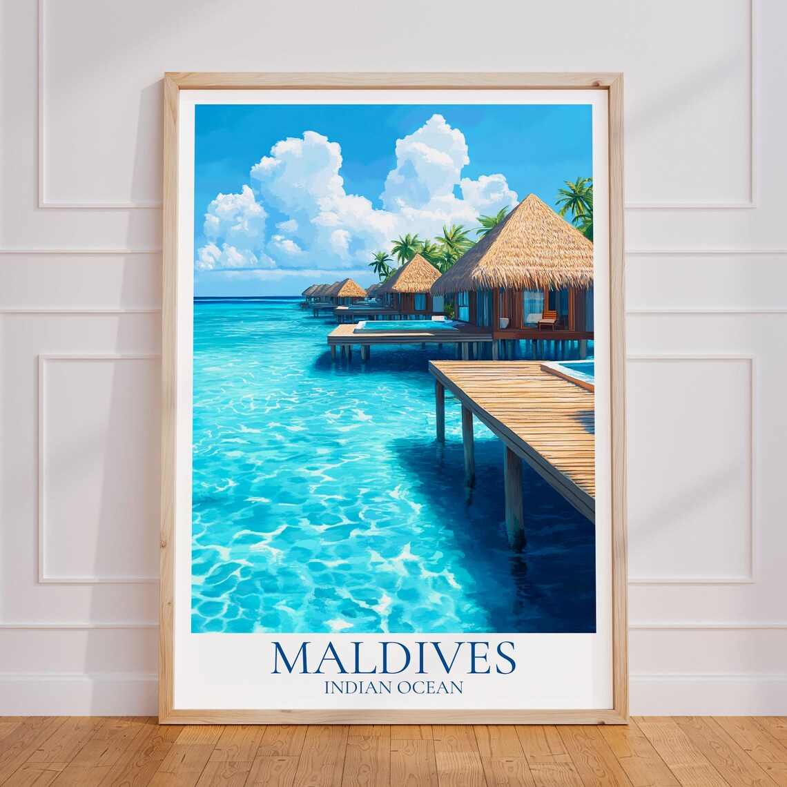 Maldives Overwater Bungalows Poster Turquoise Lagoon Indian Ocean