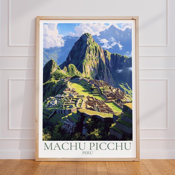 Machu Picchu Travel Poster Peru Wall Art Print Vintage Gift