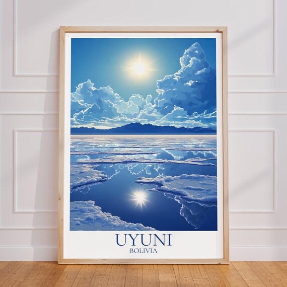 Salar De Uyuni Travel Poster Bolivia Wall Art Print Vintage Gift