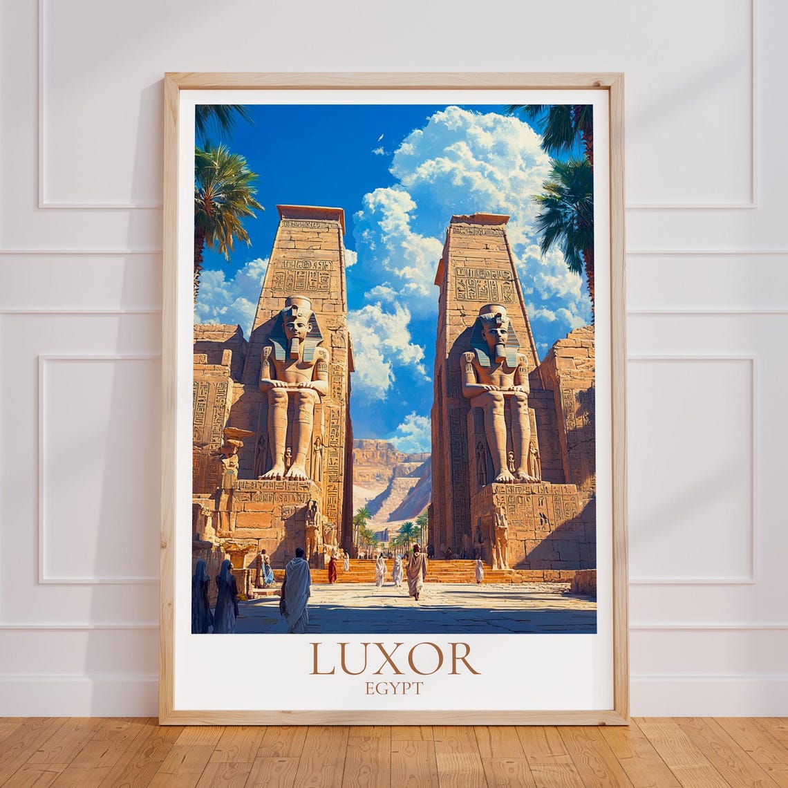 Luxor Egypt Ancient Temple Colossal Pharaoh Statues Travel Poster